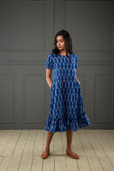 Blue Ikkat cotton dress (Top)