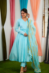 Blue Mul cotton Salwar suit