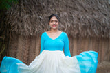 Blue Santoon tie & dye anarkali