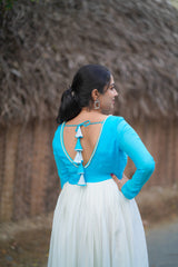 Blue Santoon tie & dye anarkali