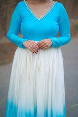 Blue Santoon tie & dye anarkali
