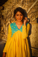 Blue Yellow Mul cotton dress (Top)