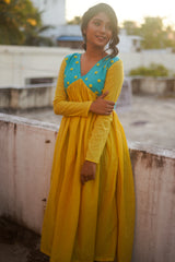 Blue Yellow Mul cotton dress (Top)