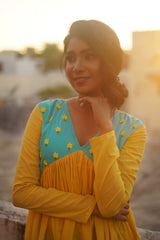 Blue Yellow Mul cotton dress (Top)