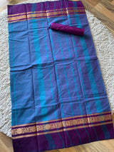 Blue chettinad cotton saree
