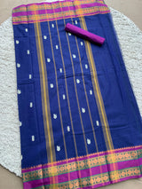 Blue chettinad cotton saree