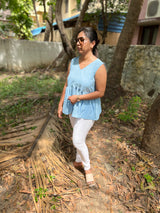 Blue cotton short top