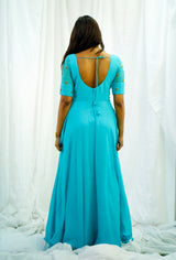 Blue georgette hand embroidered Anarkali