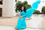 Blue mul cotton plain saree