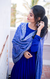 Blue plain Georgette anarkali with dupatta