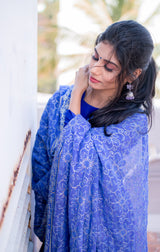 Blue plain Georgette anarkali with dupatta