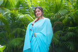 Blue plain mul cotton saree