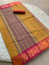 Brown Chettinad cotton saree