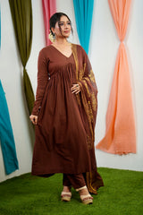 Brown Mul cotton Salwar suit