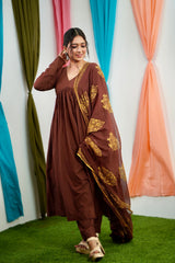 Brown Mul cotton Salwar suit