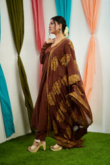 Brown Mul cotton Salwar suit