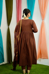 Brown Mul cotton Salwar suit