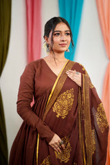 Brown Mul cotton Salwar suit