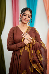 Brown Mul cotton Salwar suit