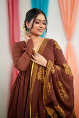 Brown Mul cotton Salwar suit