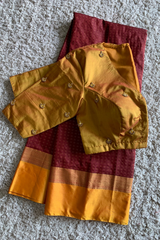 Brown Semi silk saree with gold blouse