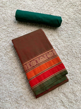 Brown chettinad cotton saree
