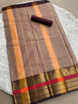 Brown chettinad cotton saree