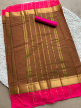 Brown chettinad cotton saree