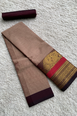 Brown chettinad cotton saree