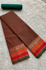 Brown chettinad cotton saree