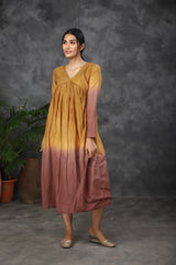 Brown ombre mul cotton dress (Top)