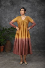 Brown ombre mul cotton dress (Top)