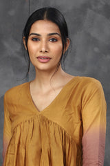 Brown ombre mul cotton dress (Top)
