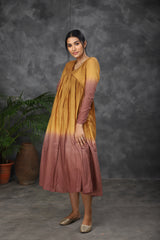 Brown ombre mul cotton dress (Top)