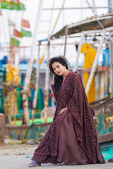 Brown santoon anarkali with dupatta