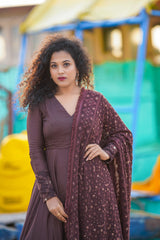 Brown santoon anarkali with dupatta