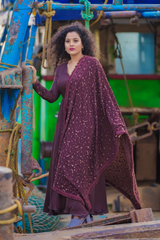 Brown santoon anarkali with dupatta
