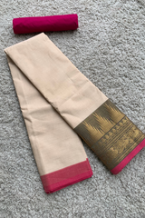 Cream chettinad cotton saree