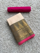 Cream chettinad cotton saree