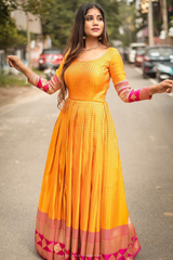 Yellow silk anarkali