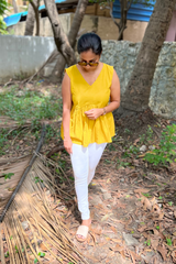 Yellow plain cotton short top