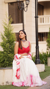 Pink Santoon tie & dye Lehenga