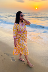 Yellow Floral Cotton maxi Dress