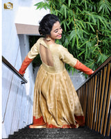 Gold silk anarkali