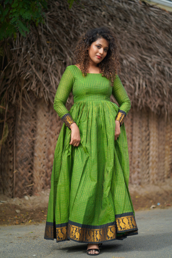 Green Cotton Anarkali