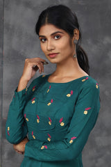 Green Embroidered anarkali
