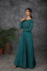 Green Embroidered anarkali