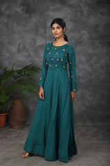 Green Embroidered anarkali