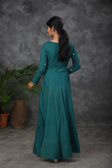 Green Embroidered anarkali