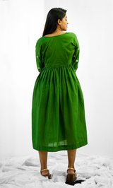 Green Embroidery Mul cotton dress